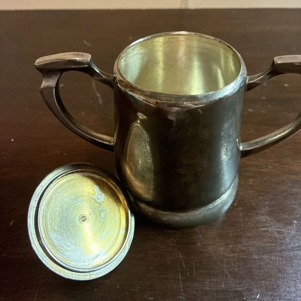 Vtg Silverplate Sugarbowl with Lid by Restoration Hardware India